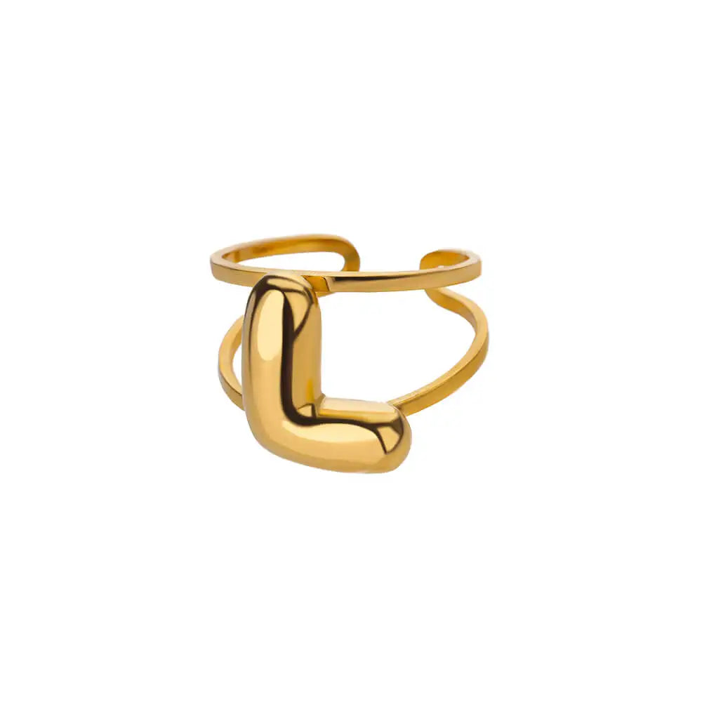 BowLift | Adjustable Open Band Bubble Letter Initial Ring