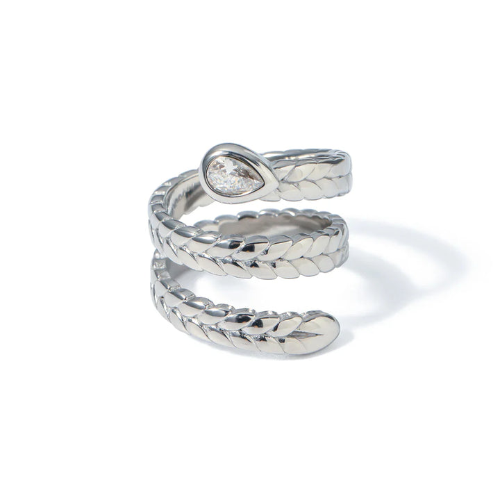 BowLift | Triple Wrap Diamond Eye Leaf Textured Ring