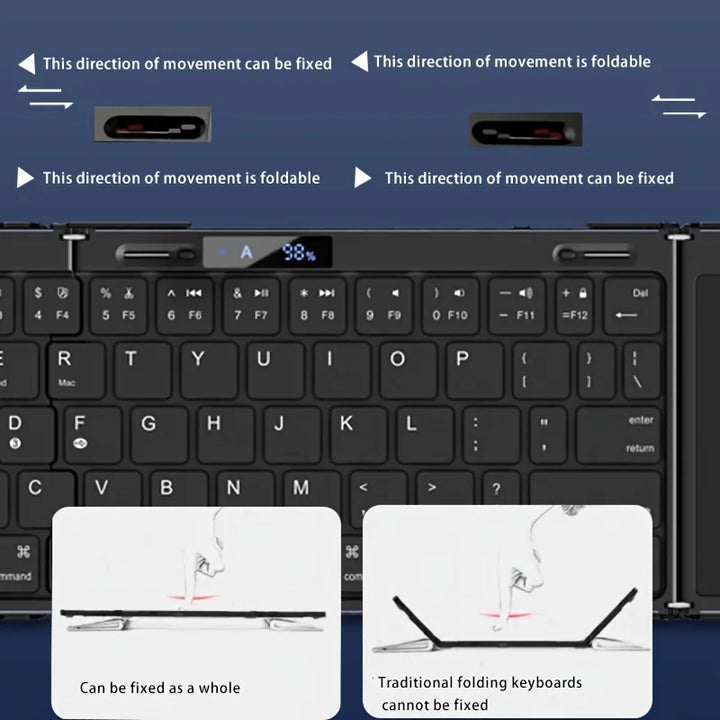 BowLift | Foldable RGB Wireless Built-in Touchpad Backlit Travel Keyboard