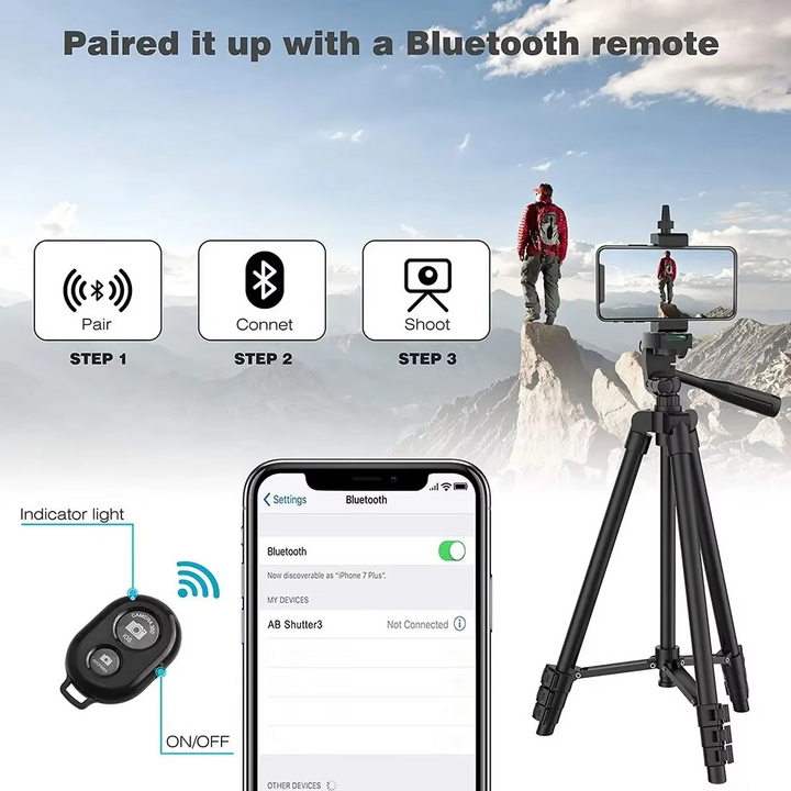 BowLift | Universal Lightweight Tripod Stand with Bluetooth Remote for Smartphones and DSLRs