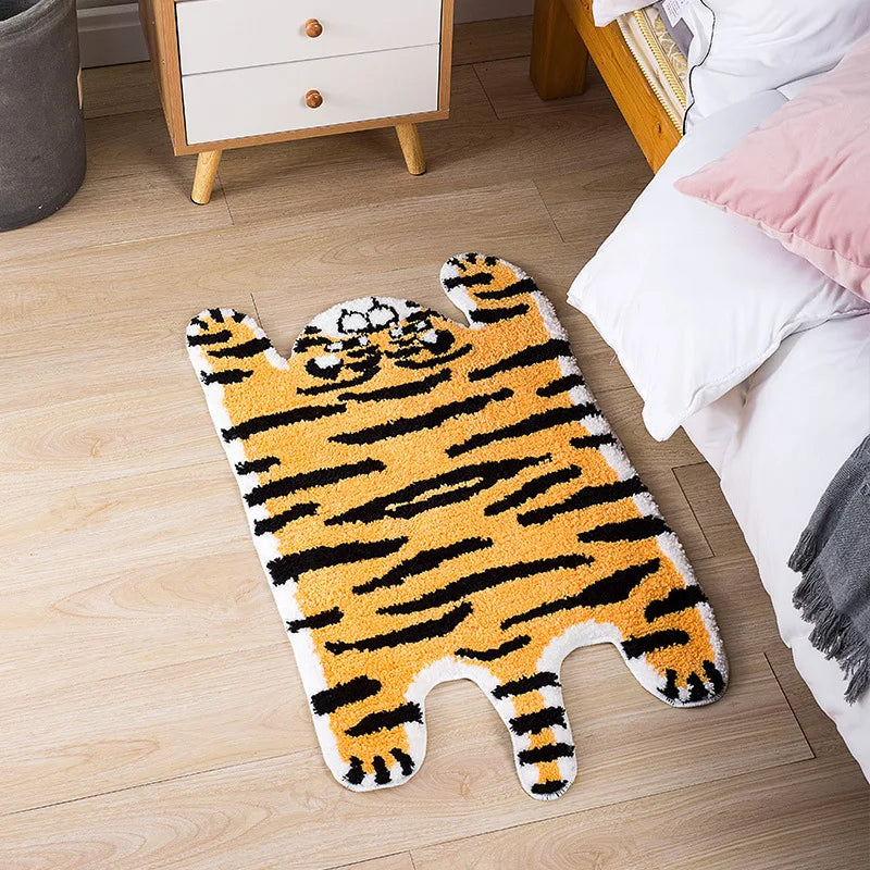 Cartoon Tiger Flocking Foot Mat | Bowlift
