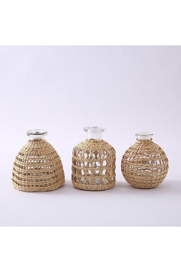 Akademie Rattan Glass Vases | Bowlift