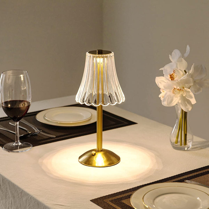 BowLift | Crystal table lamp with warm light and built-in battery