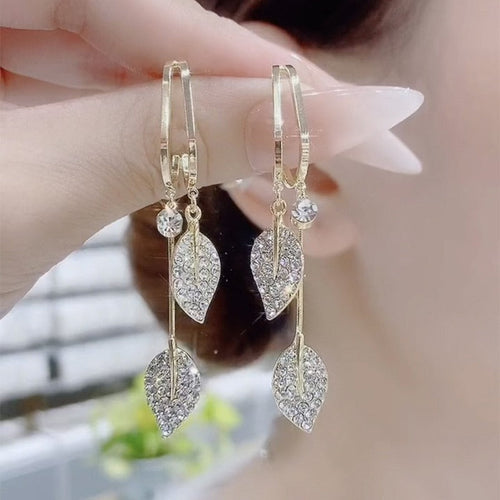 BowLift | Nature Elegance Crystal Long Tassel Earrings