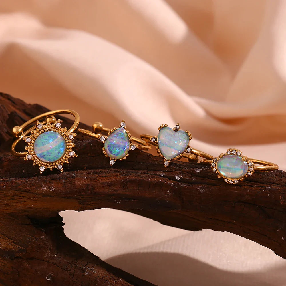 BowLift | Adjustable Diamond Accented Opal Iridescent Rings