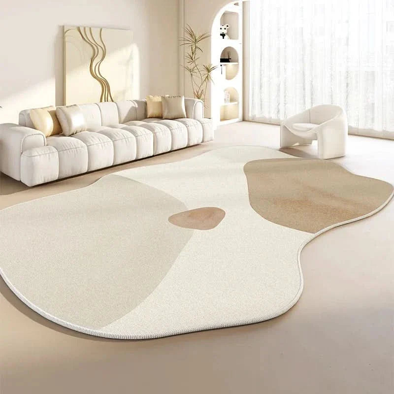 Japanese-Style Plush Area Rug with Irregular Shape and Non-Slip Backing