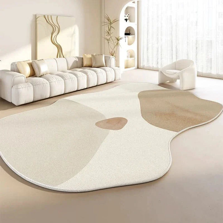Japanese-Style Plush Area Rug with Irregular Shape and Non-Slip Backing