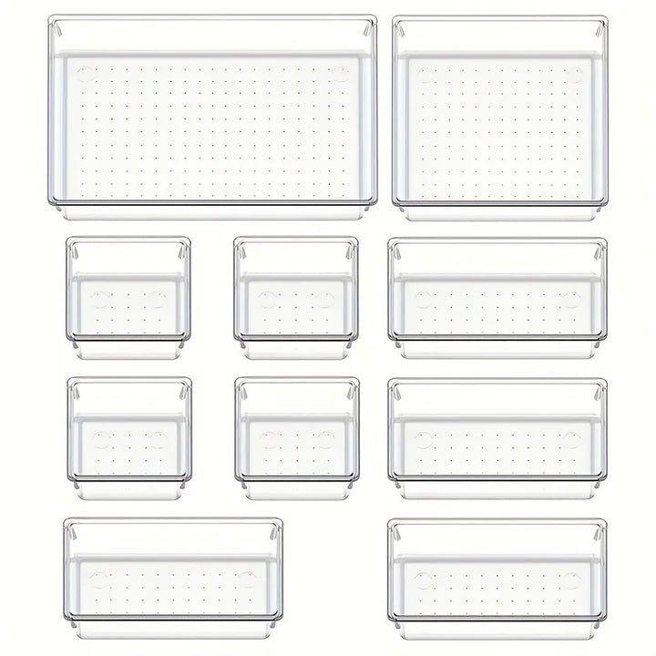 BowLift | Clearyx Organizer Set | 18-piece Transparent | Modular & Stackable | For Bathroom, Kitchen & Office
