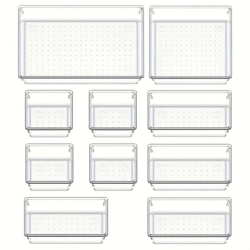 BowLift | Clearyx Organizer Set | 18-piece Transparent | Modular & Stackable | For Bathroom, Kitchen & Office