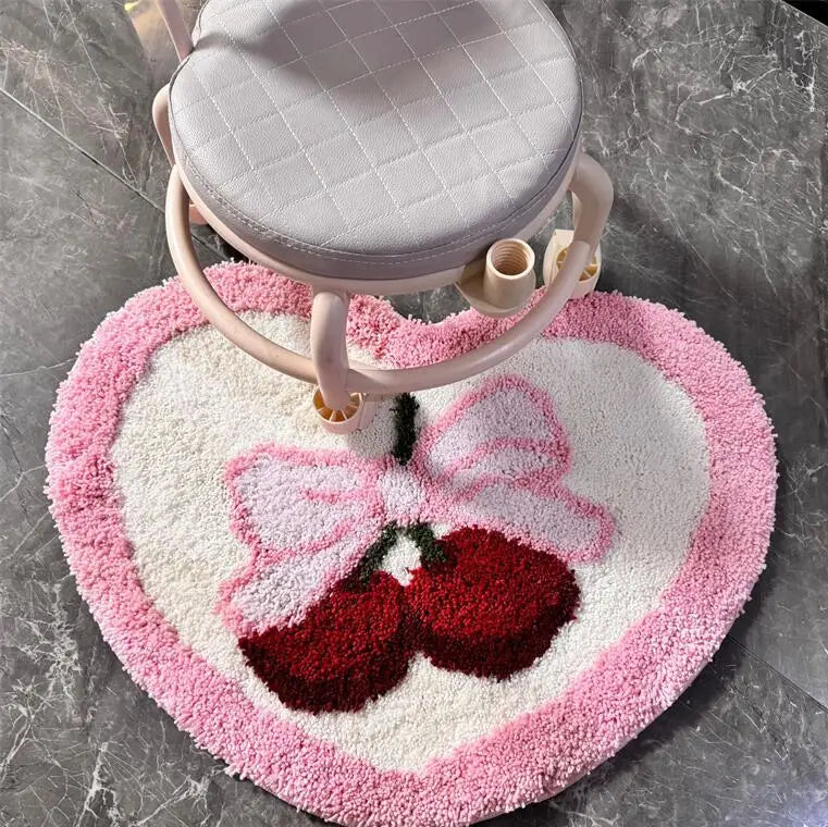 Pink Bow Heart Tufted Mat | Bowlift
