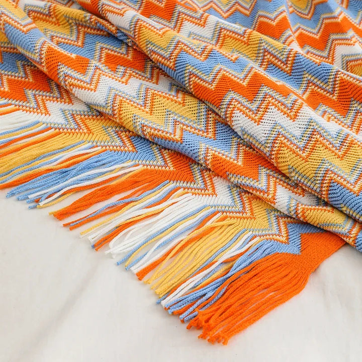 BowLift | CasaLoom | Boho Blanket with Fringes | Rust Red | Soft & Light