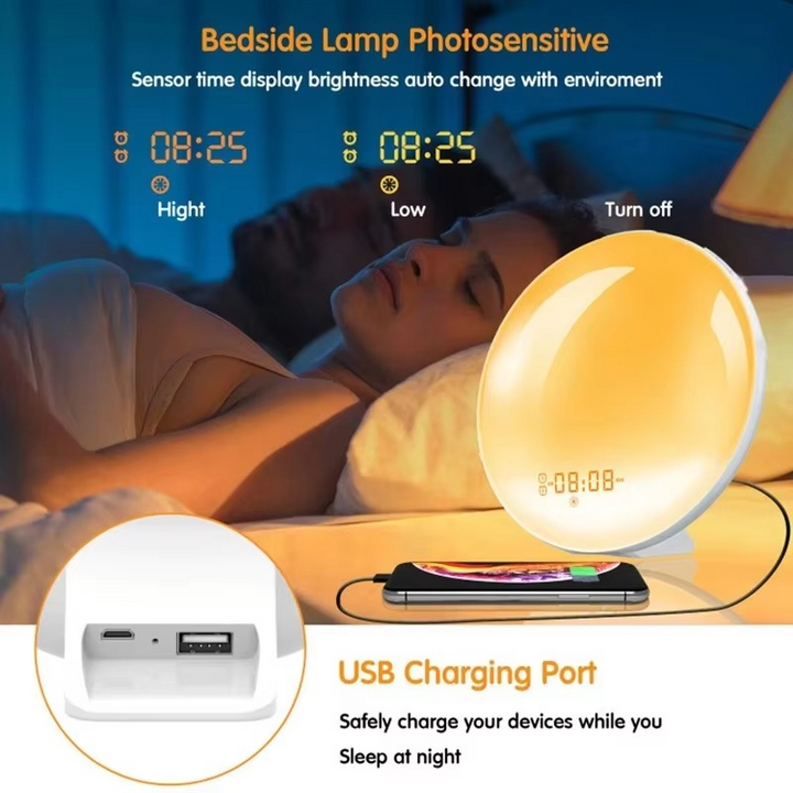BowLift | Sunrise Simulation Wake-Up Alarm Clock with Night Light & FM Radio