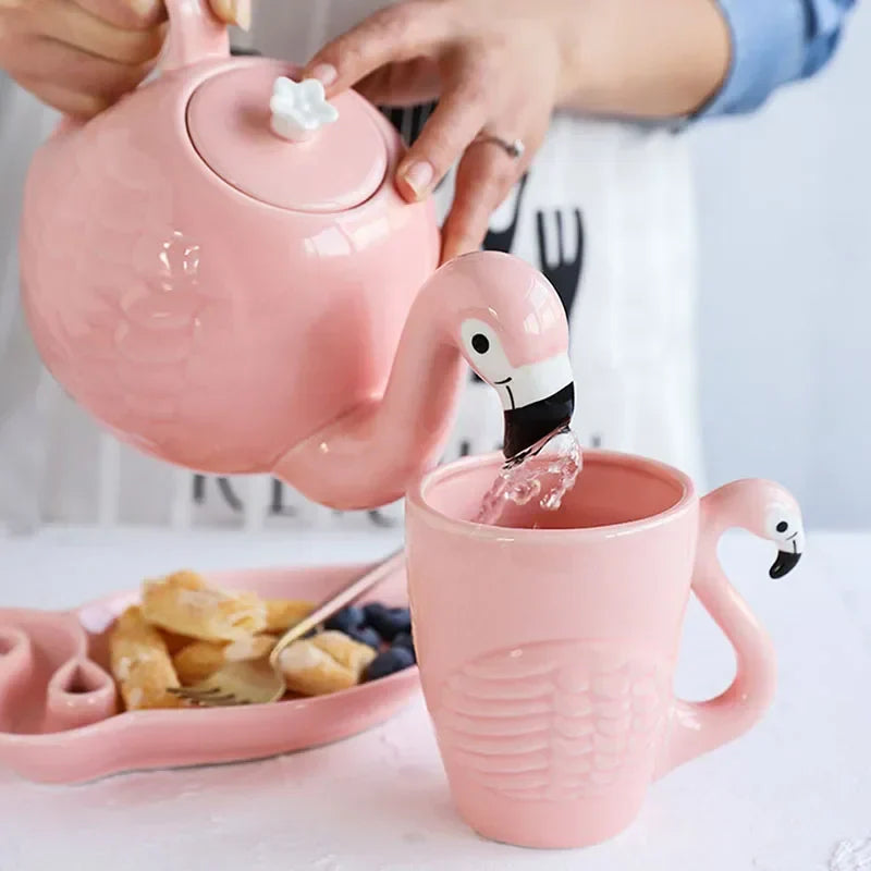 BowLift | Pink Flamingo Ceramic Tea Set