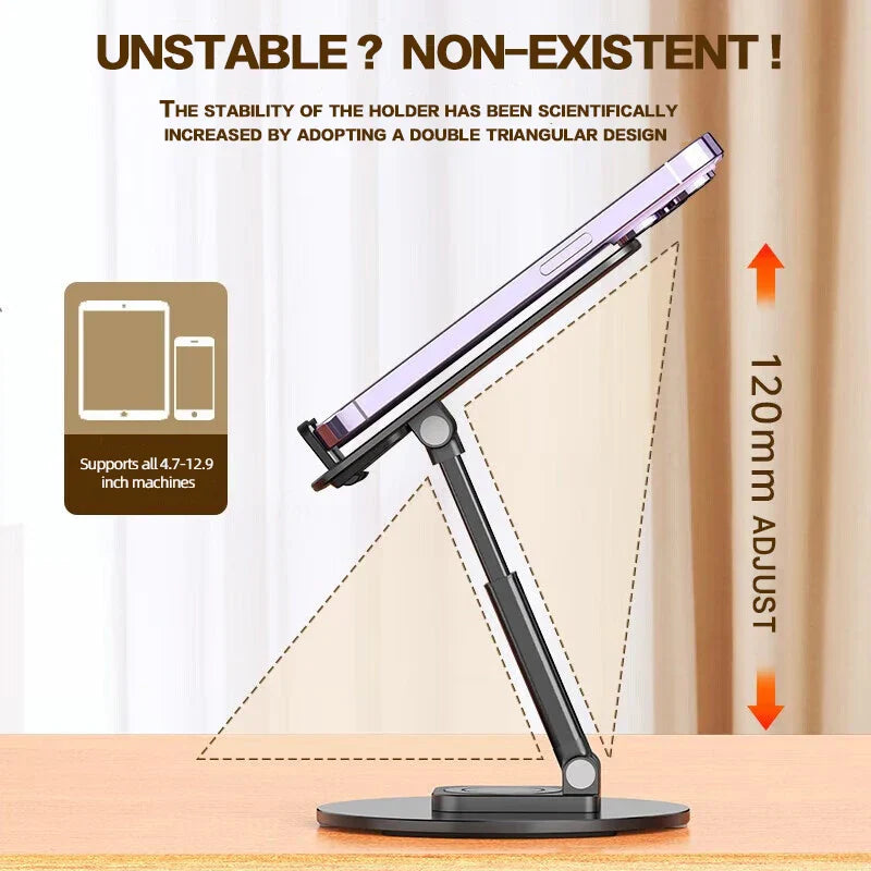BowLift | No Slip Rotating Foldable Metal Tablet Phone Stand