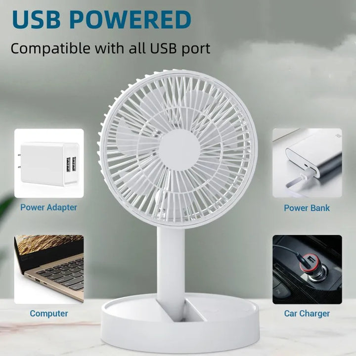 BowLift | Breezio Folding Fan | 4 Speeds & Timer | Portable & USB | 90° Tilt