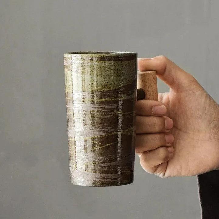 BowLift | Nordic Design Mug – Minimalist Ceramic Mug with Wooden Handle