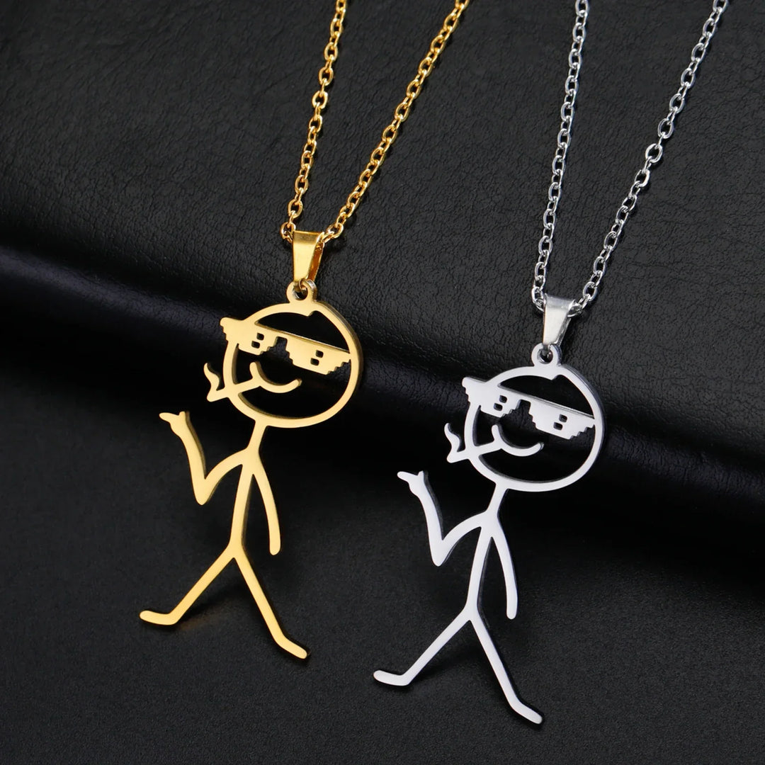 BowLift | Cute Punk Funny Middle Finger Stickman Necklace