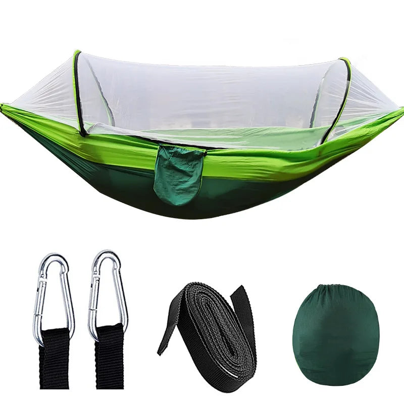 BowLift | OutdoorRelax Hammock with Mosquito Net and Quick Closure – 200 kg load capacity