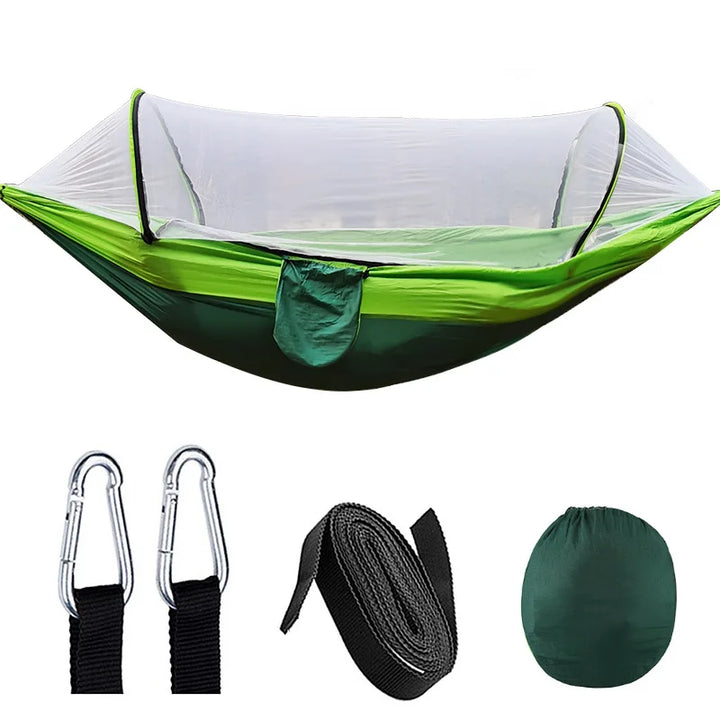 BowLift | OutdoorRelax Hammock with Mosquito Net and Quick Closure – 200 kg load capacity