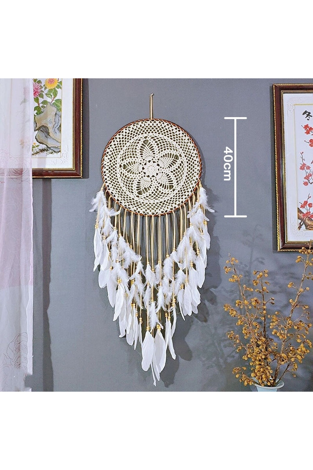 Large Decorative Dreamcatcher with Organic Material Design