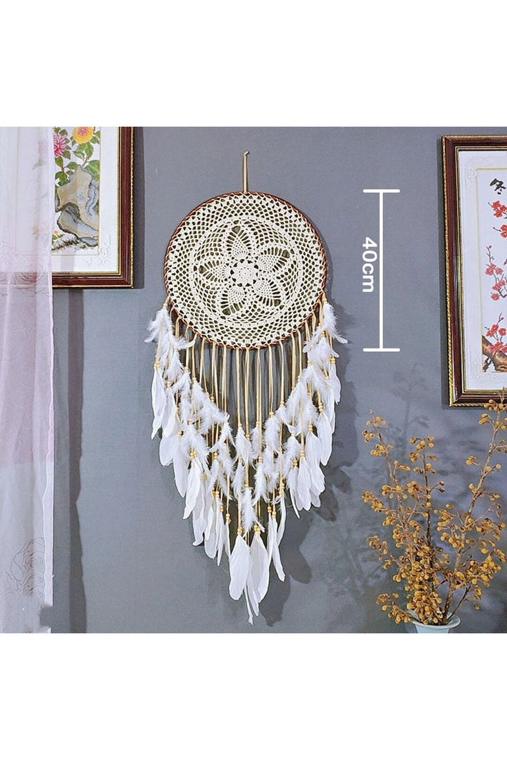 Large Decorative Dreamcatcher with Organic Material Design