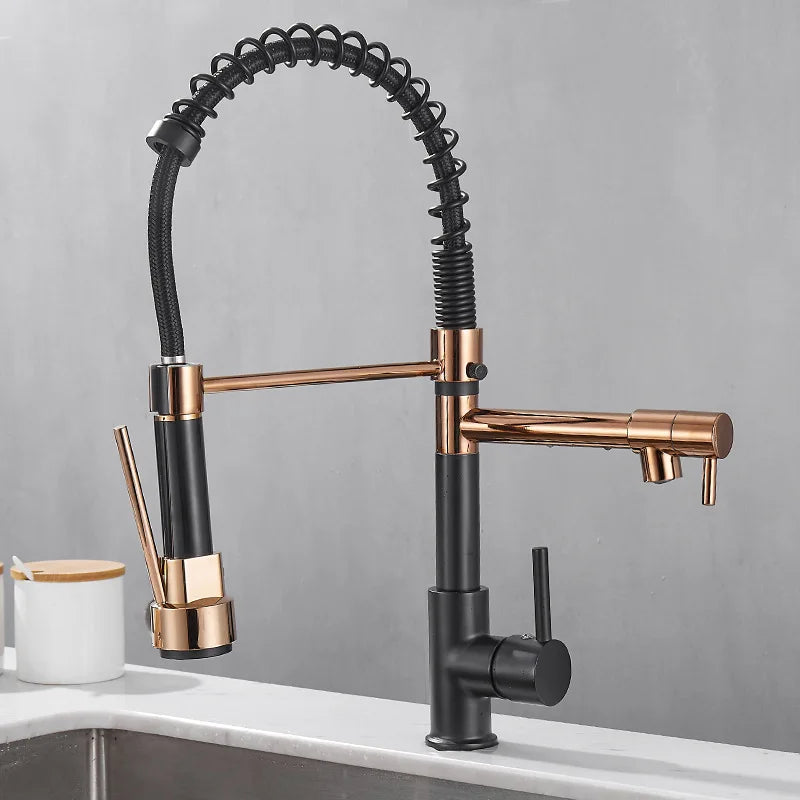 BowLift | DualFlow Kitchen Faucet - Luxurious Double Bronze Kitchen Faucet