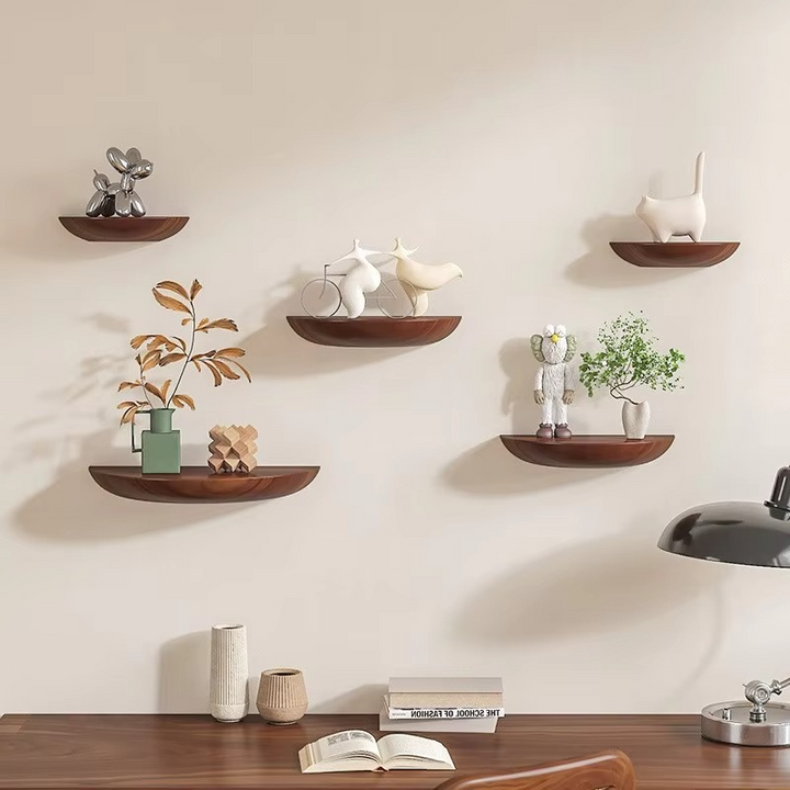 BowLift | Half-Round Wooden Floating Shelf - Modern Wall-Mounted Display for Home & Bathroom