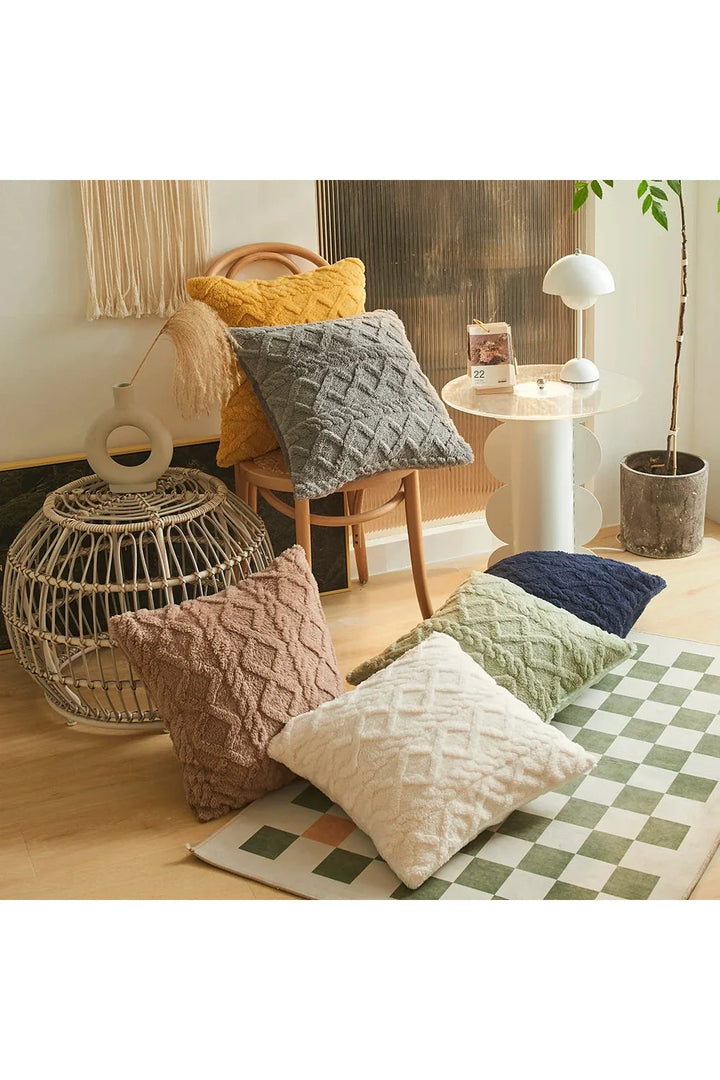 Geometric Plush Sofa Pillow Cover | Bowlift
