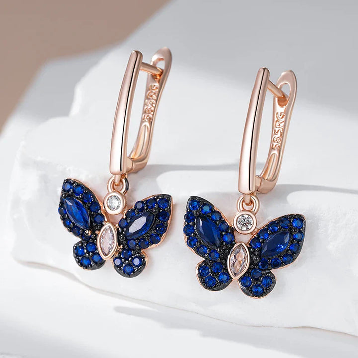 BowLift | Dainty Blue Diamond Butterfly Earrings