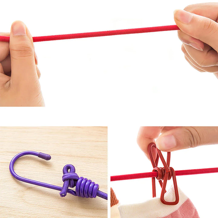 BowLift | Windproof Non-Slip Elastic Multi-Clip Travel Clothesline