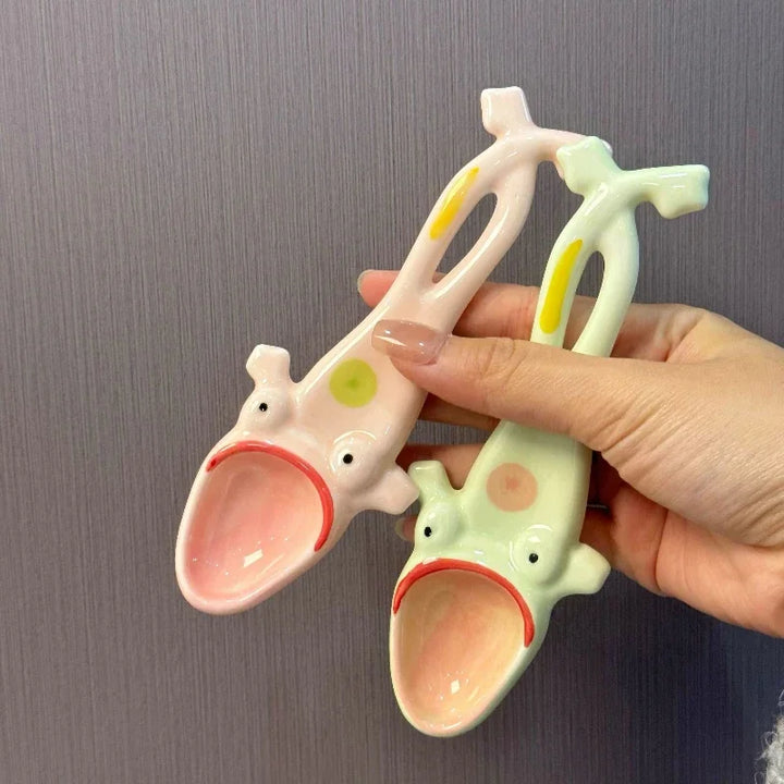 BowLift | Funny Frog Long Handle Ceramic Spoon