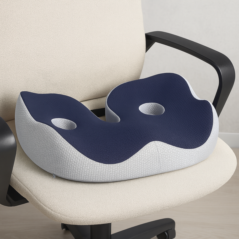 Adjustable Memory Foam Seat Cushion with Breathable Cover and Non-Slip Base