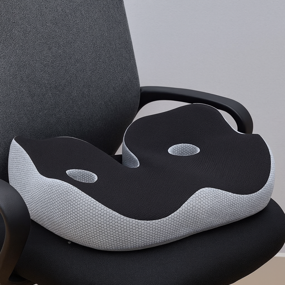 Adjustable Memory Foam Seat Cushion with Breathable Cover and Non-Slip Base