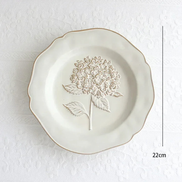 French embossed flower plates
