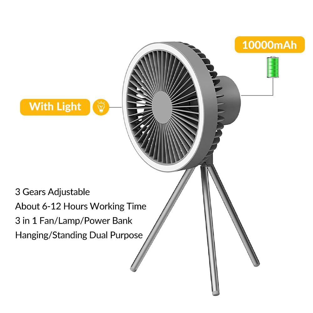 BowLift | Portable Rechargeable Power Bank Fan Light
