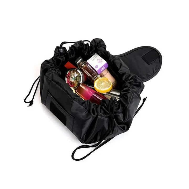 BowLift | GlamFold Cosmetic Bag | Spacious bag with drawstring for stylish and practical use in black