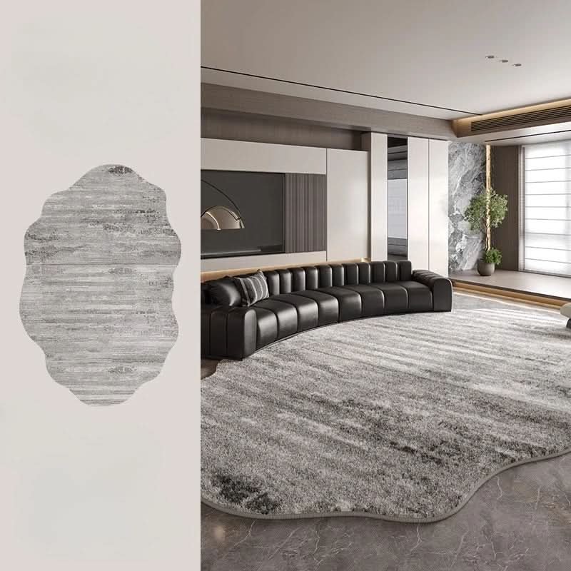 Irregular Polyester Plush Rug with Machine-Washable Surface for Bedroom and Living Room