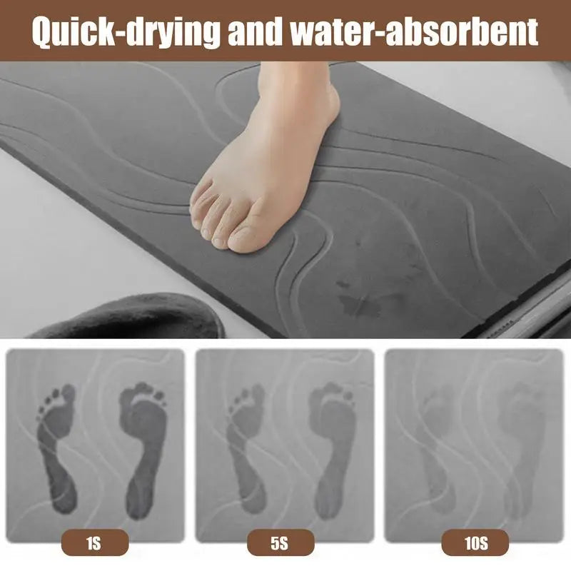 BowLift | Drysera Bath Mat | Bath Mat Stone Look | Quick Drying & Non-Slip | 40 × 60 cm | Diatomite & Rubber