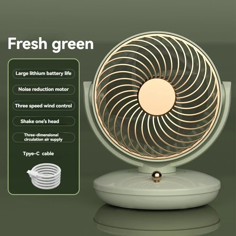 BowLift | BreezeLoop Table Fan with 360° Rotation | USB Fan with 3 Speeds & Battery | Quiet & Compact | For Office, Bedroom & Home