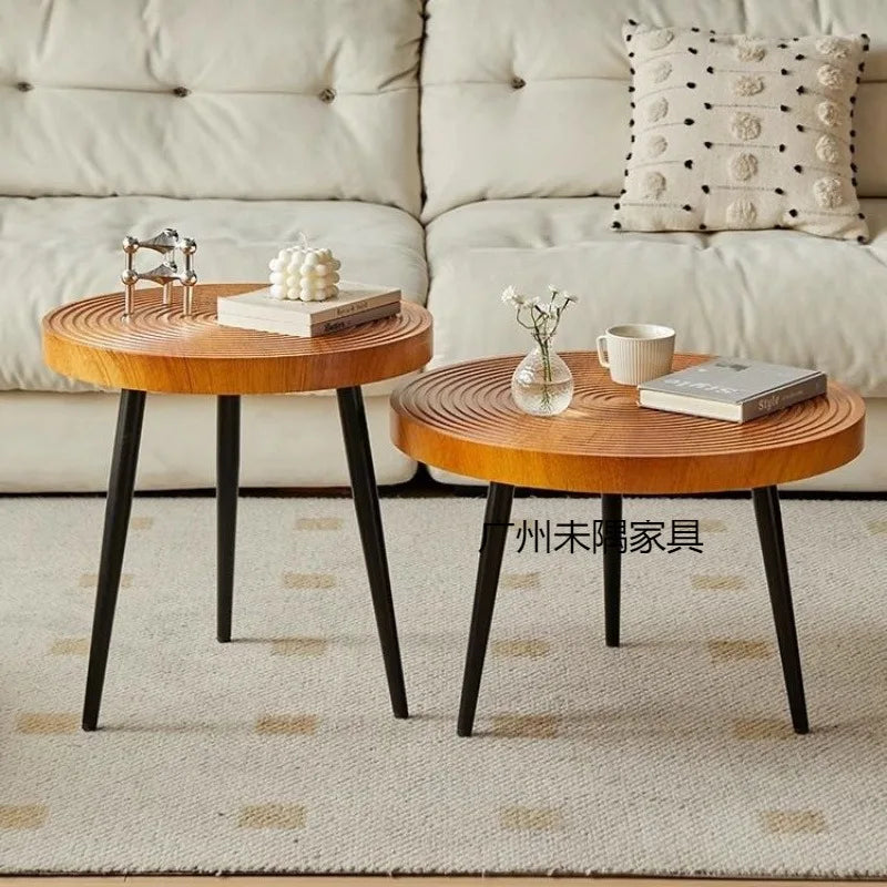 BowLift | Round Wooden Coffee Table Japanese Design Tea Table Living Room