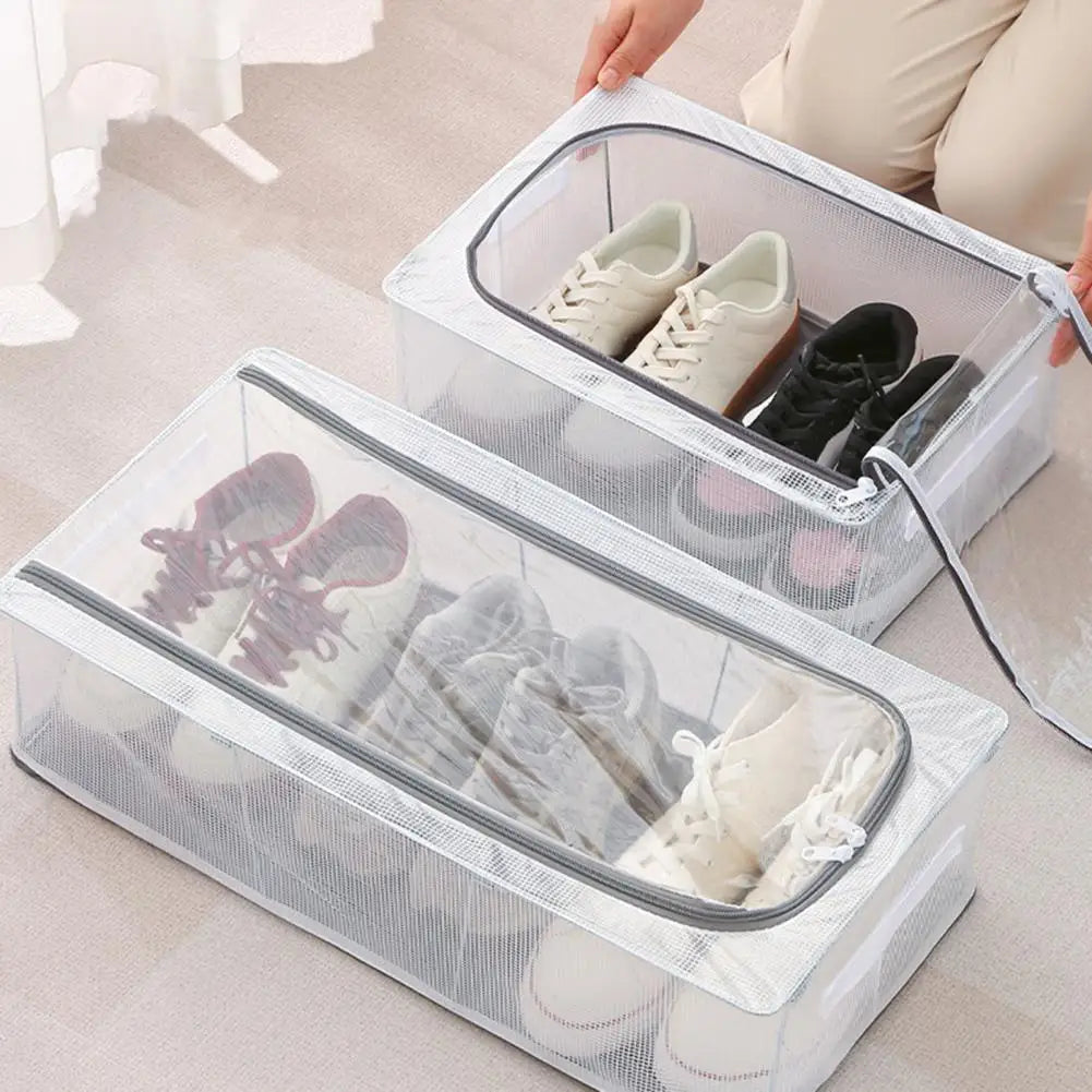 Foldable Stackable Shoe Storage Organizer, Clear Design