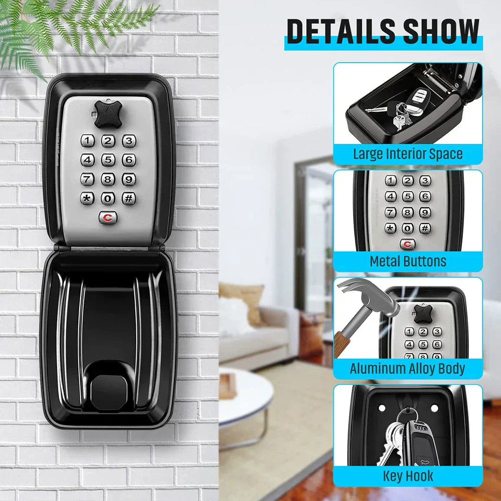 BowLift | Waterproof Wall-Mounted Key Safe Box – Outdoor Lockable Key Storage with Combination Code