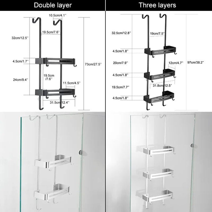 BowLift | Sleek Shower Nail-Free Dual Layer Organizer Rack