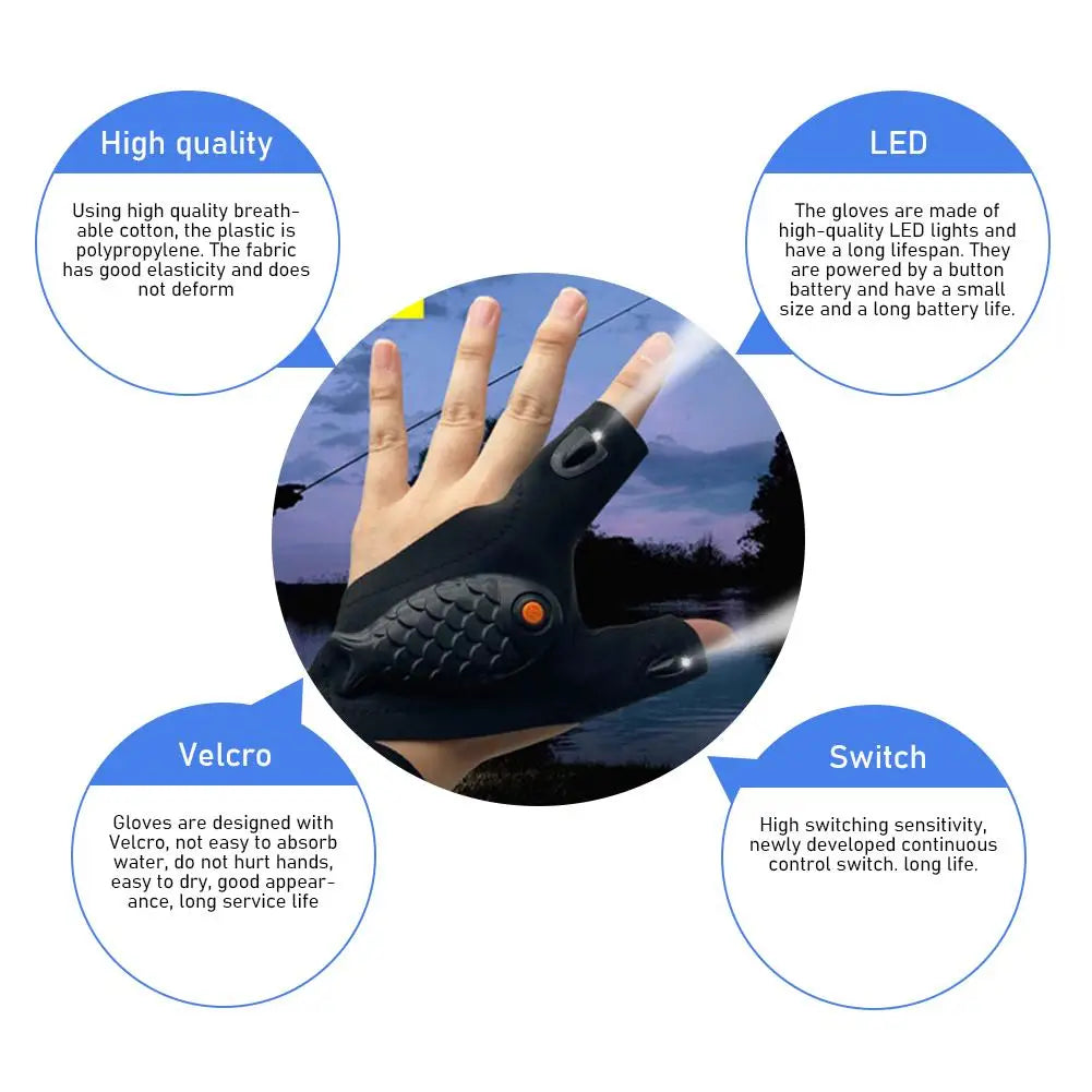 BowLift | Rechargeable Fingerless Repair Fishing LED Gloves