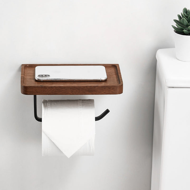 BowLift | Wood storage towel roll toilet paper holder