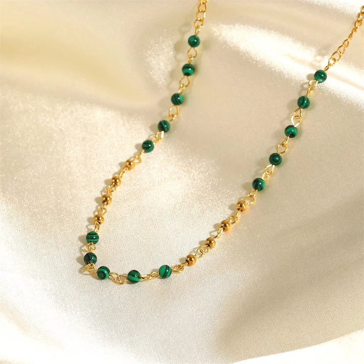 BowLift | Dainty Gold & Malachite Stone Necklace