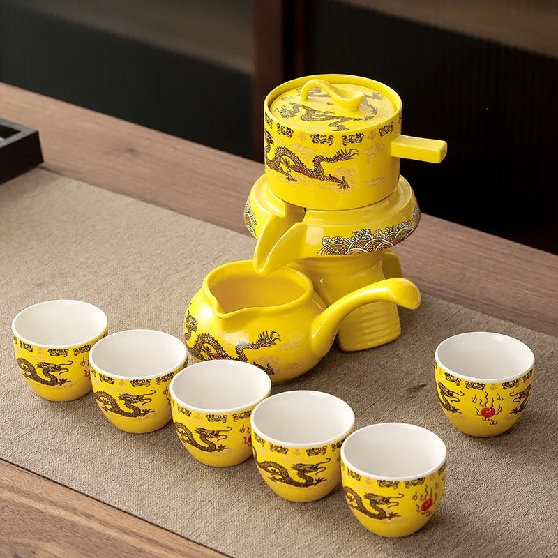 BowLift | Royal Golden Porcelain Dragon Flow Tea Set