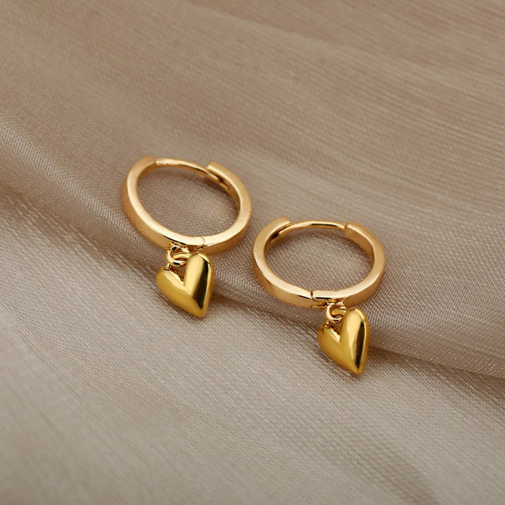 BowLift | Dainty Heart Dangle Huggie Hoop Earrings