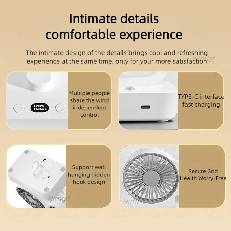 BowLift | Lightweight Double Blades Rechargeable Travel Camp Cooler Fan