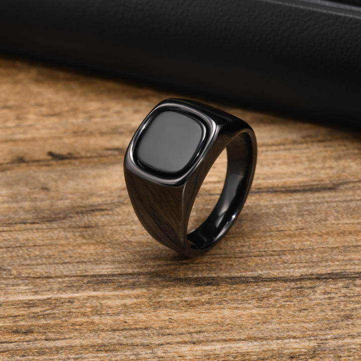 BowLift | Black Storm Stone Stainless Steel Ring